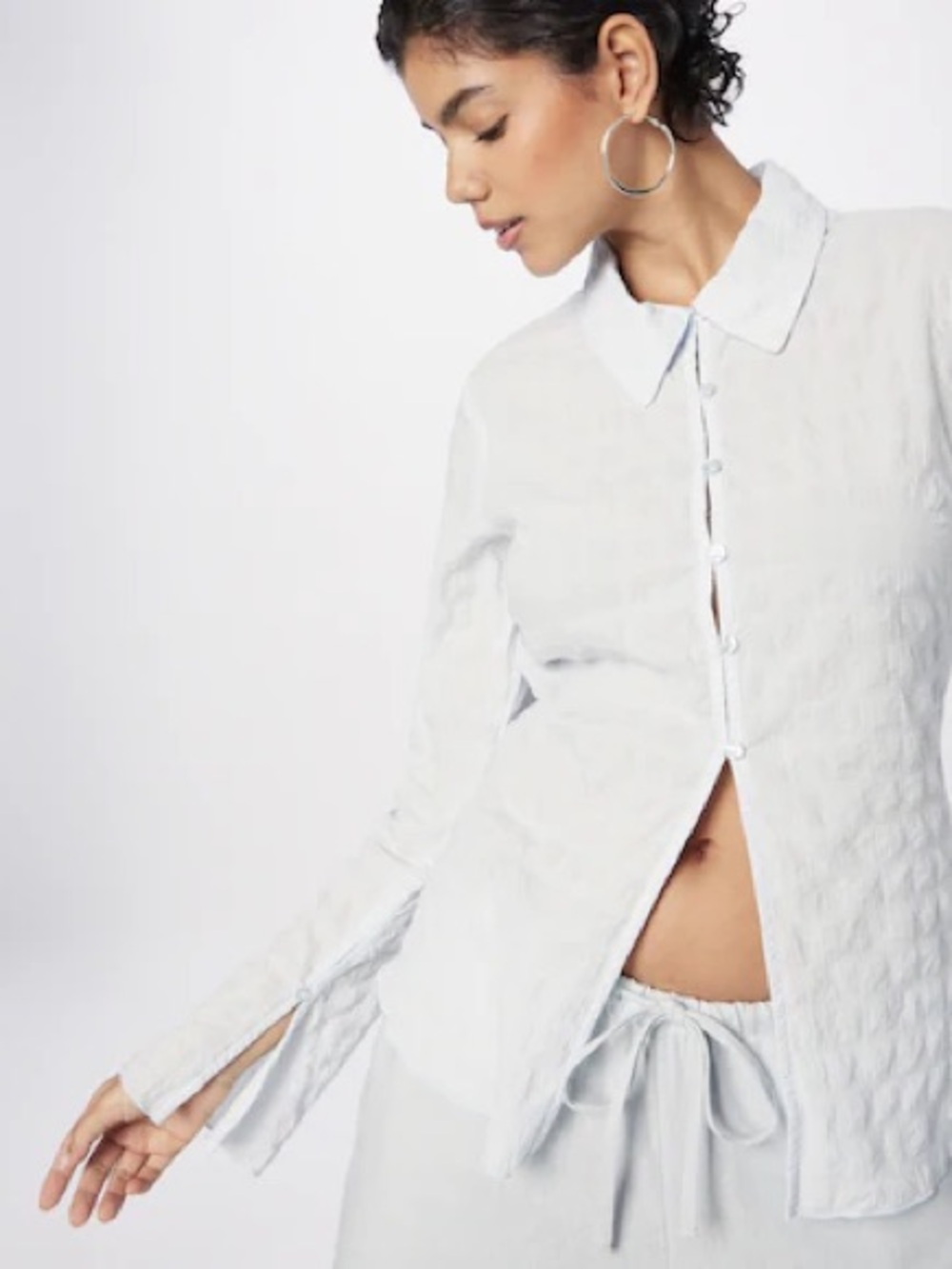 WEEKDAY Chemisier Light blue Button-Up Shirt cotton